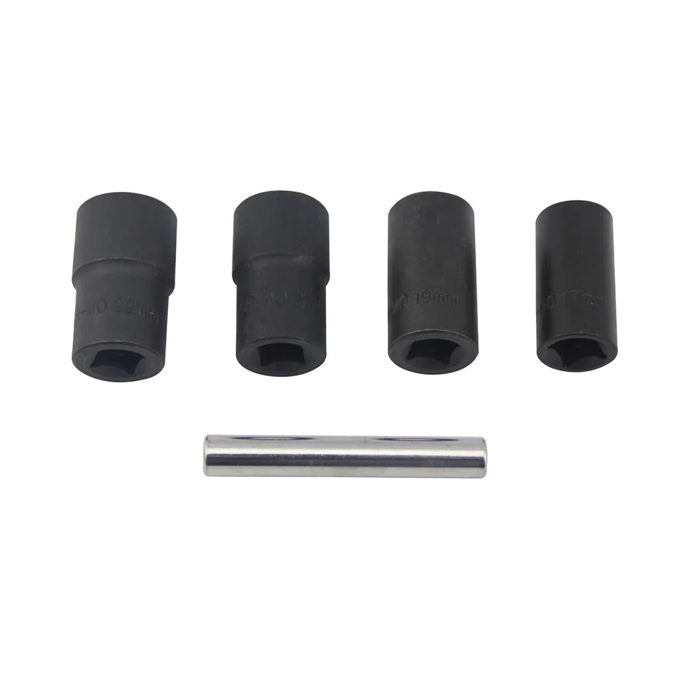 Kit Extracteur D'écrous Endommagés 5 Pièces - Douilles Inversées 17,19,21,22 Mm + Barre 1/2" - 4