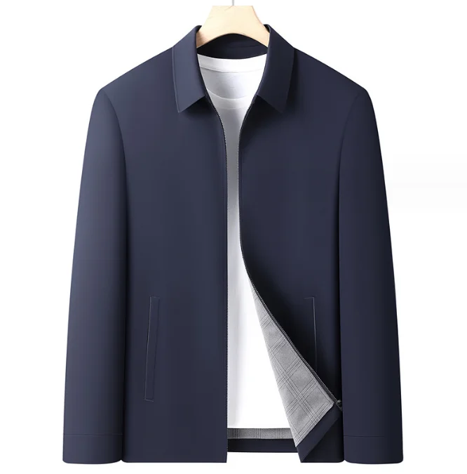 

2023 Men's Spring and Autumn New Fashion Polo Collar Middle aged Business Suit Cadre Jacket Coat Men's Workwear