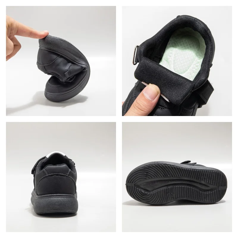 Black Soft Sole Classic Kids Sneakers for School and Sport