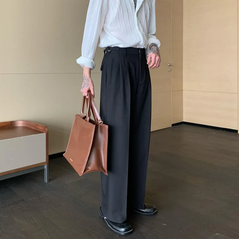 Vintage Solid Color Youth Men's Business Pants Classic Zipper Button Straight Cylinder Casual All-match Trousers,men dress pants