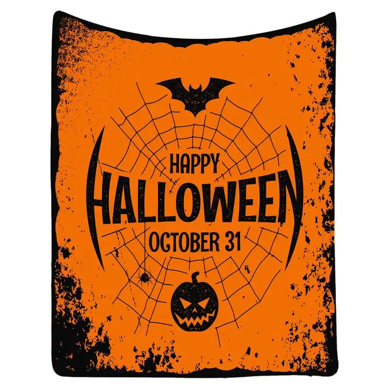 

Pumpkin Throw Blanket Spooky Halloween Theme Flannel Horror Blanket Spider Witch Design Air Conditioning Quilt Sofa Accessories