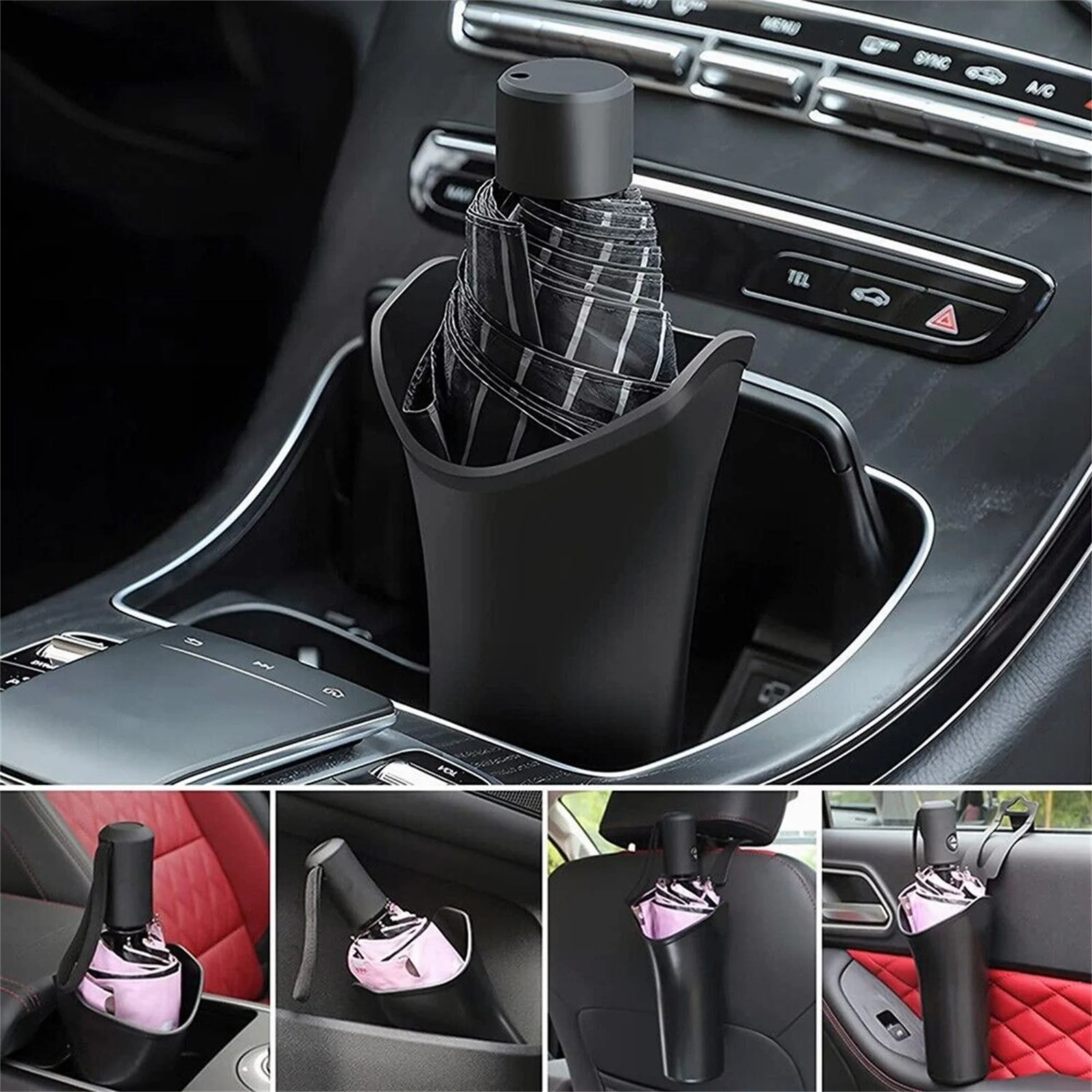 

Car Cup Holder Fit For Folding Umbrella Coins Garbage Universal Black Cylinder Bucket Storage Barrel Auto Interior Decoration