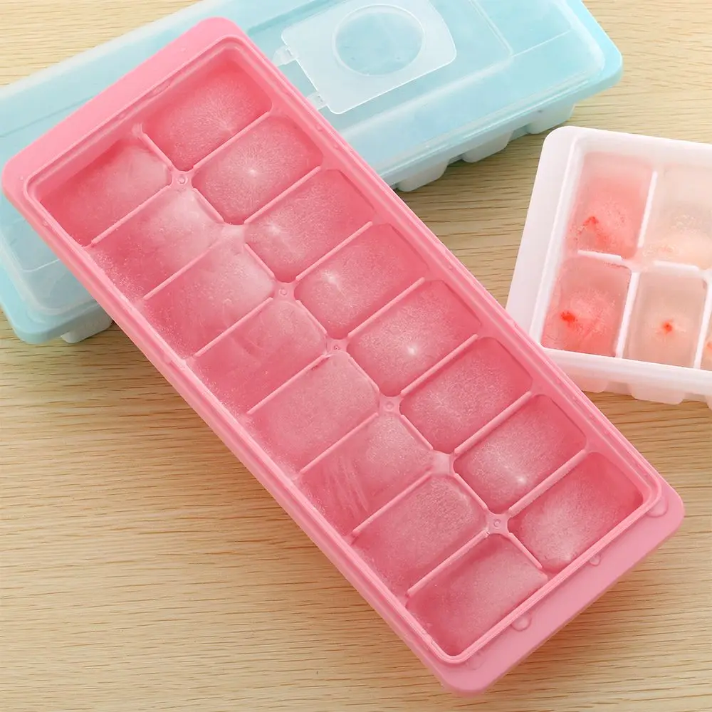 16 Cavity Cover Maker Box Plastic Ice Tray Jelly Freezer With Lid Cube Mold