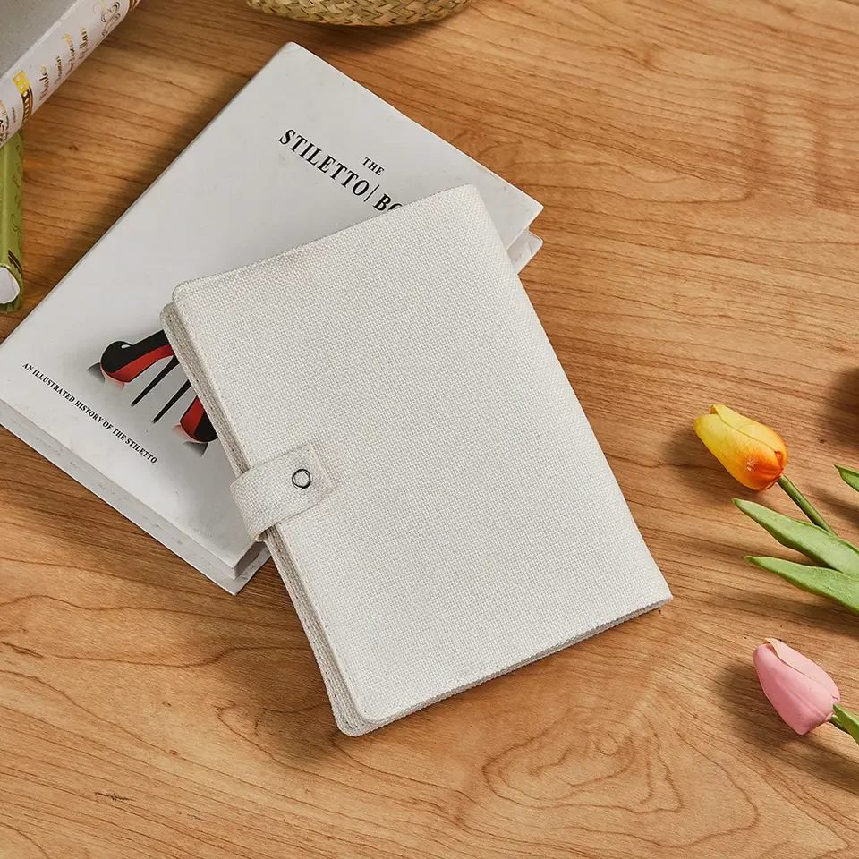 Hardcover Notebook Linen Cotton Hard Cover For Journals A5 Sublimation Blank White Notebook Cover Creative Gift For DIY Photo Printing