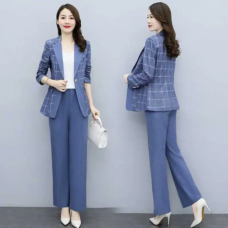 2022 Spring and Autumn New Fashion Korean Version Shows Thin Temperament, Waist Closing and Foreign Style Two-piece Women's Suit