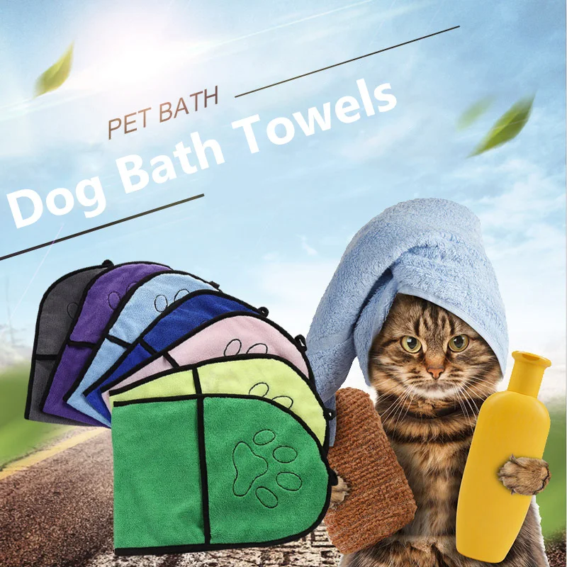 Dog Bath Towel Absorbent Washcloth for Cats and Puppy Quick Drying