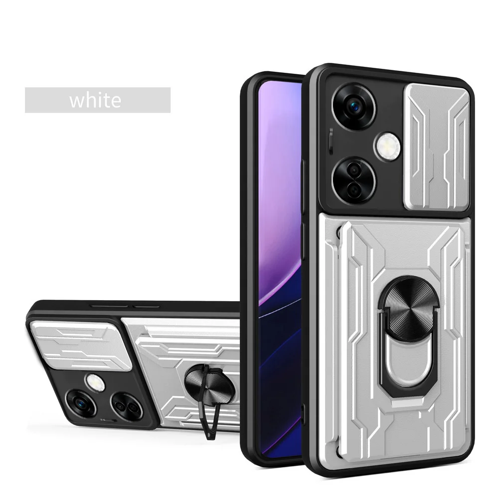 Funda BORYA Para OnePlus Nord CE 3 Lite 5G - Antigolpes PC+TPU, Cubierta Deslizante Cámara, Soporte Magnético, Rojo
