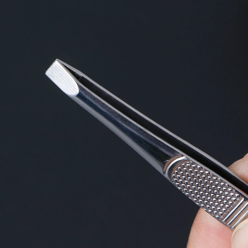 Professional Stainless Steel Eyebrow Hair Removal Tweezer Flat Tip Tool New images - 6