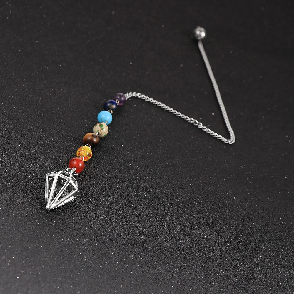7 Chakra Healing Crystals Pendulum Pendant For Necklace Natural Stone Energy Generator Meditation Pendan For Women Reiki Jewelry
