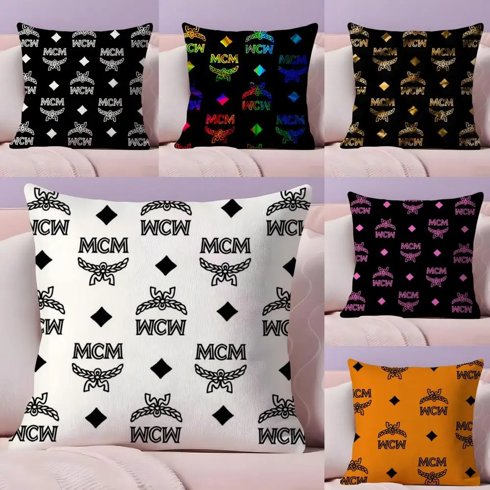 럭셔리 Fishion M-MCM 쿠션 커버 플러시 패브릭 부드러운 양면 인쇄 보..