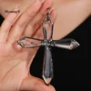 10PCS Soldered Large Glass Crystal Vintage Cross Necklace Pendant Foe DIY Jewelry Making MY230445 2