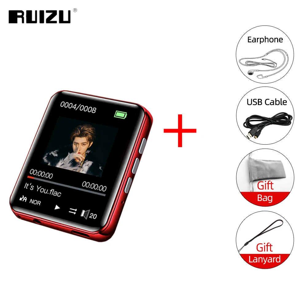 mp3 player online RUIZU A02 M4 Full Touch Screen Bluetooth 4.0 MP3 Player Portable Music Player with Speaker FM EBook Video Recorder Pedometer pink mp3 player MP3 Players