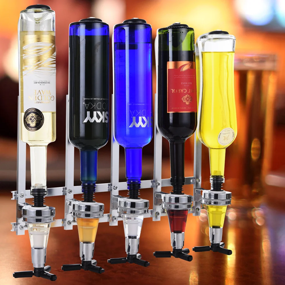 Wall-Mounted 4 5 6 Bottle Liquor Dispenser Bar Butler Bracket For Alcohol Drink Whiskey Beverage 4-6 Shot Wine Dispenser Holder