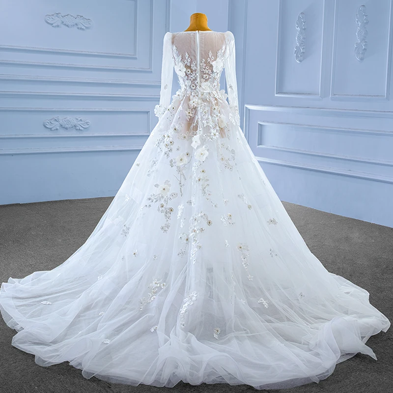 Classic Wedding Dresses For Women Organza A-Line V-Neck Wedding Gown For Bride 2022 Flowers RSM222199 Vestido De Novias 2022 2