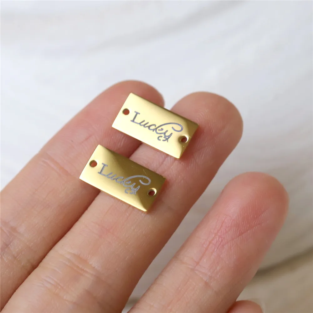 

Titanium Steel Furnace Gold-plated Rectangular Lucky Double Hole Square DIY Manual Connection Accessories M-157