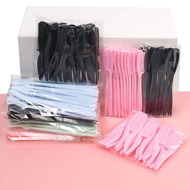 25pcs 속눈썹 연장용 마이크로 빗 미니 눈썹 빗 메이크업 브러쉬 인형 마스카라 완드 아이래쉬 마이크로 브러쉬 뷰티 도구