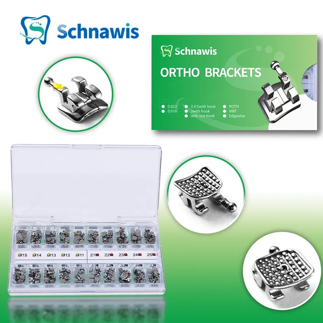 200Pcs/box Dental Orthodontic Standard Metal Brackets MBT Braces Roth Edgewise 22/18 Hook 345 Dentistry Material Dentist Tool