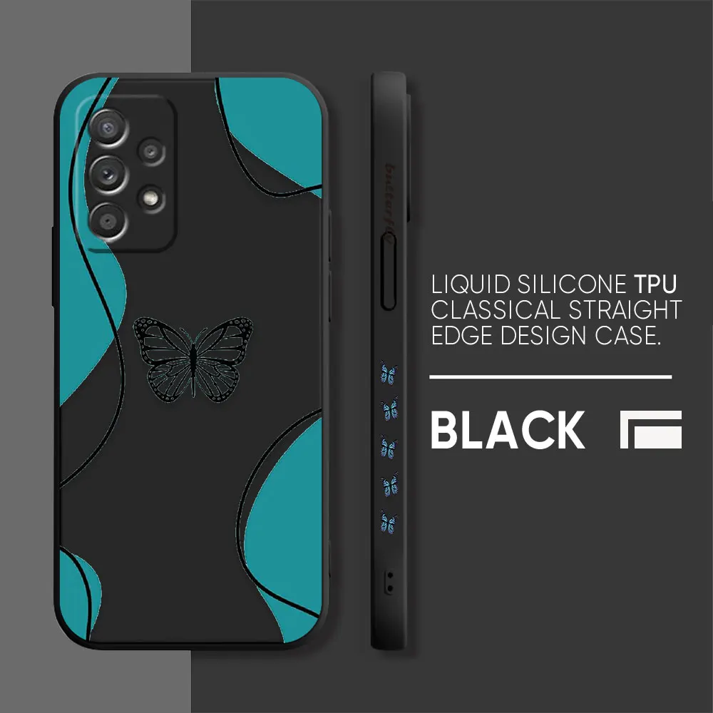 thumbnail image 1 of Case For Samsung Galaxy A91 A73 A72 A71 A52 A51 A33 A31 A02S AO3S 4G 5G Colour Liquid silicone Case Beautiful Butterfly, 1 of 5
