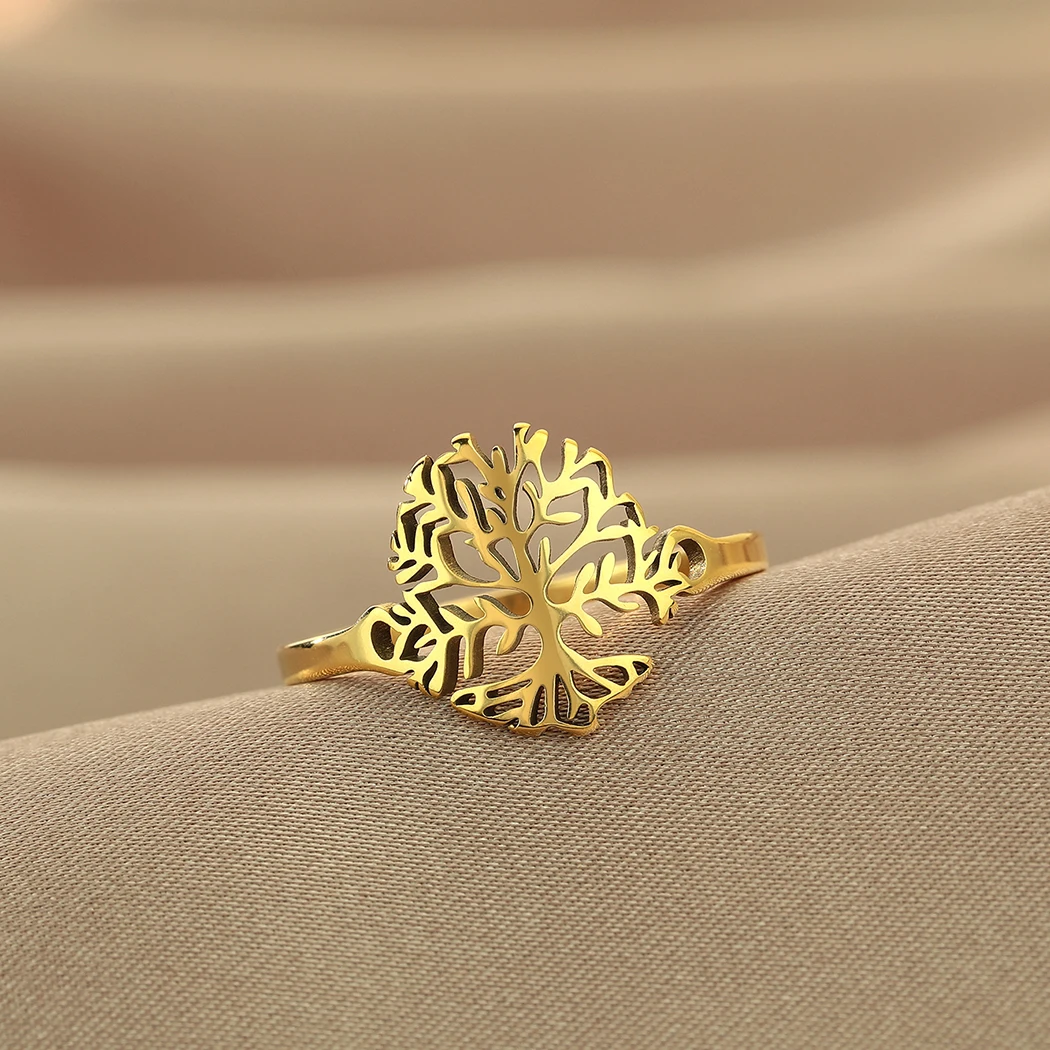 Anillo Geométrico de Flor y Hoja Vintage (Acero Inoxidable Dorado) S96e40396969746f9b547e264f8ab44bfr