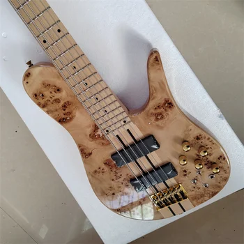 24 Pieces 5-String Butterfly Electric Bass Guitar Ash Wood Body Gold Accessories