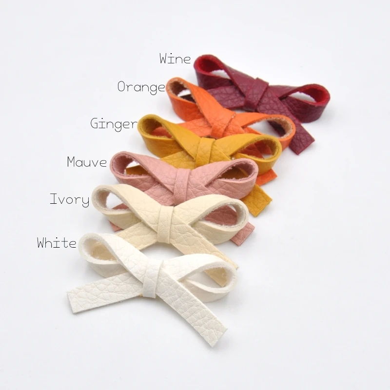 12Pcs/Lot  Mini Faux Leather Bow Hairband Bowknot Newborn Headband Baby Girl Hair Clips Infant Hair Accessory