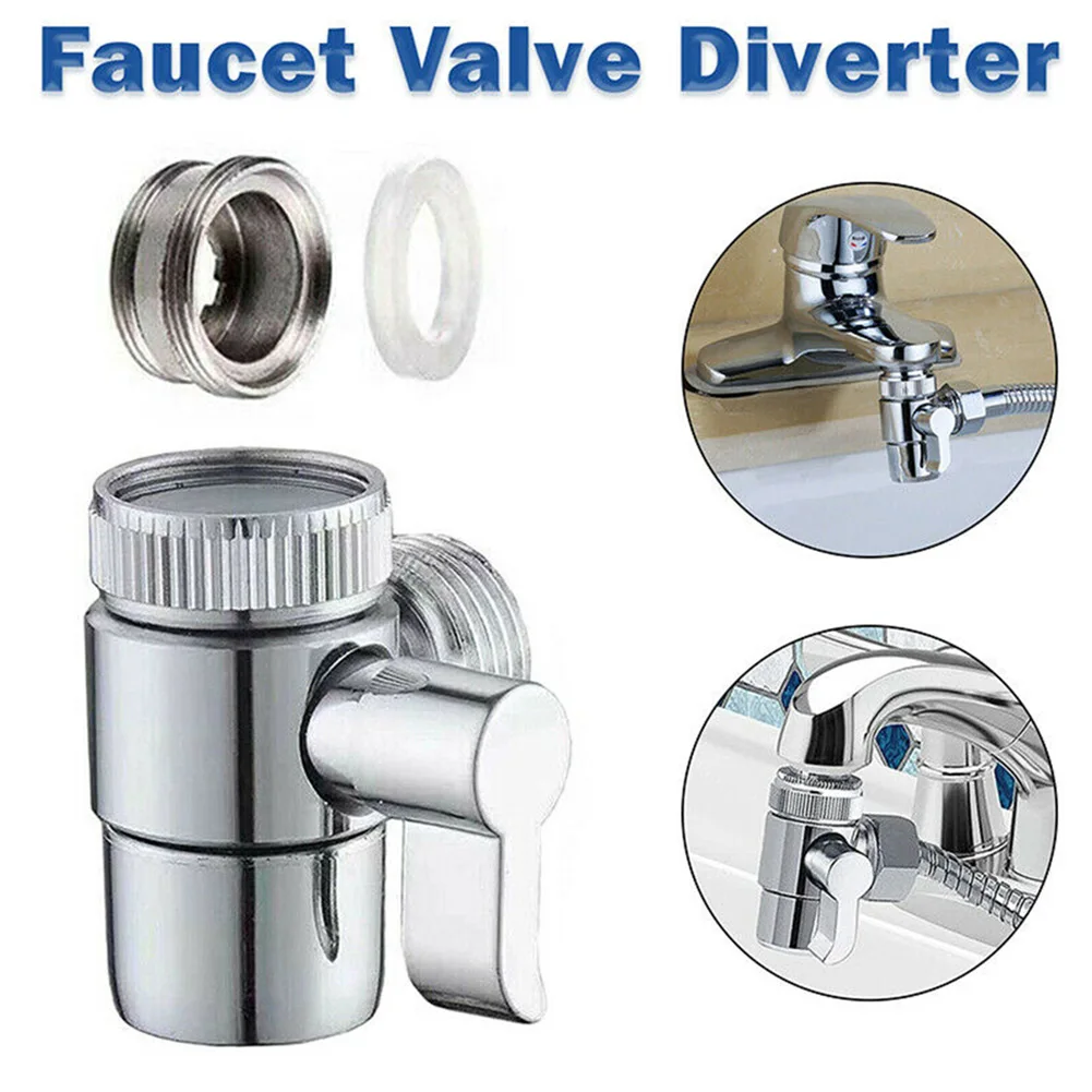 3 Way Faucet Diverter Valve Diverter Valve Brass Polished Chrome Shower Adapter Valve Faucet Replacement Parts For Bathroom Kitchen