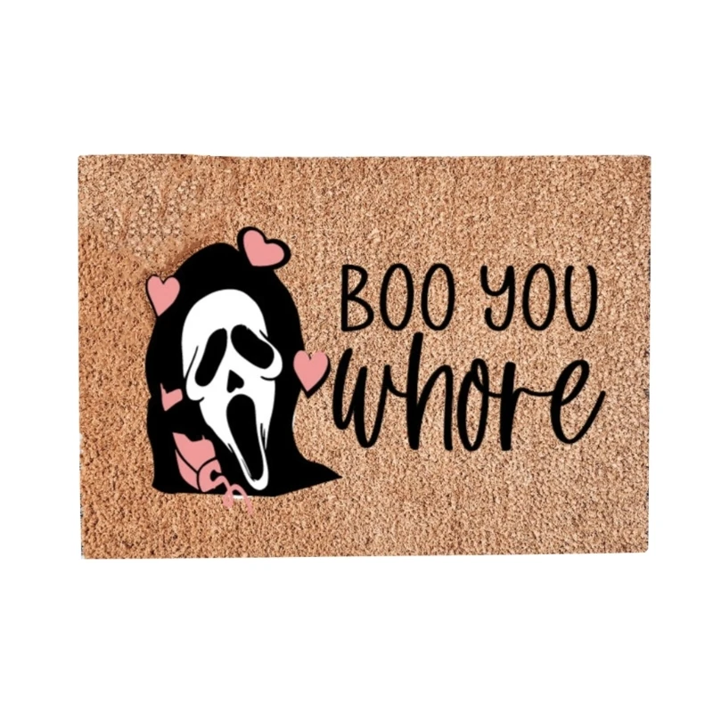 

Halloween Ghostly Castle Pumpkin Mat Fiber Mat for Holiday Bedroom Kitchen Gift