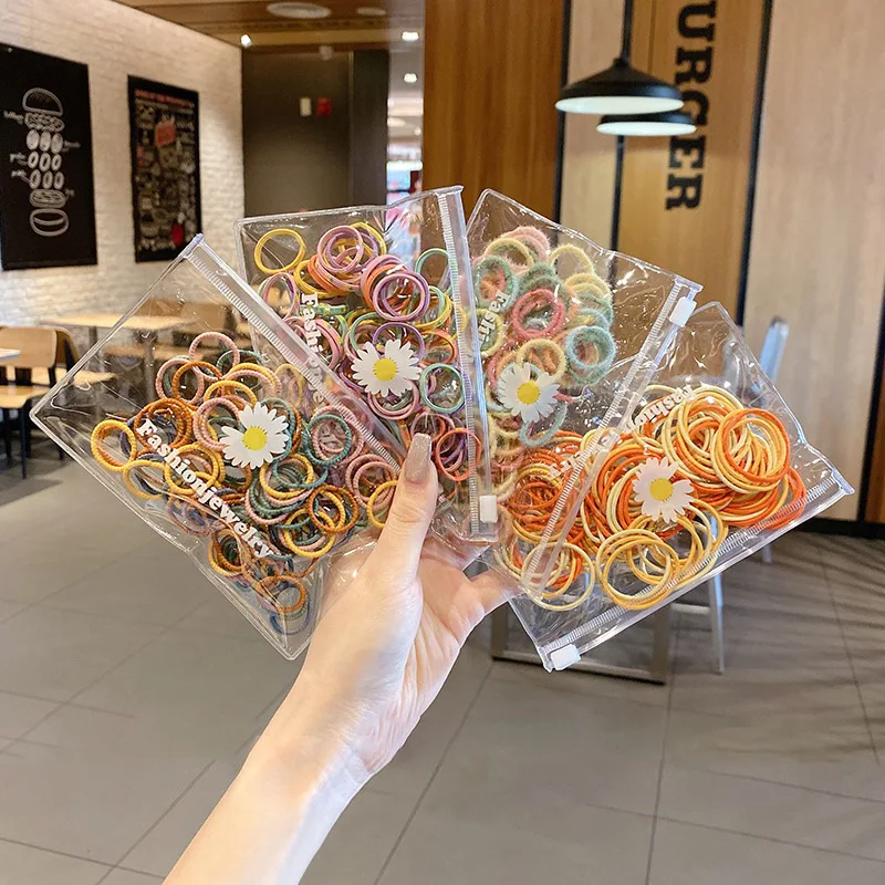 

(100PCS/Bag) Elastic Rubber Band Children Elasticity Good Hair Rope Female Cute Girl Princess Hair Ring