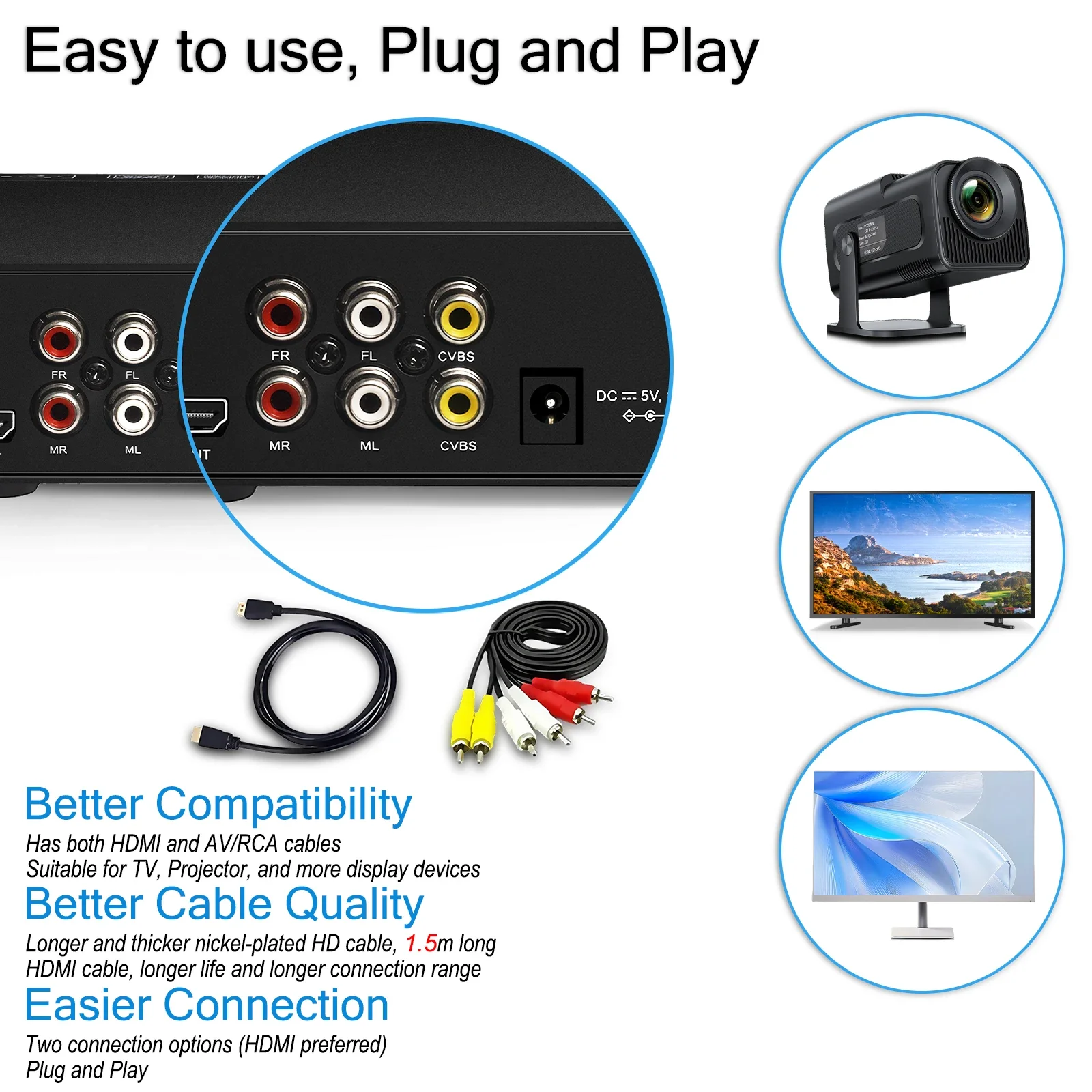 Woopker DVD Player DVD-238 HD 1080P Multimedia Digital TV Portable DVD Player Support DVD CD MP3 MP4 VCD Home Theater System KTV