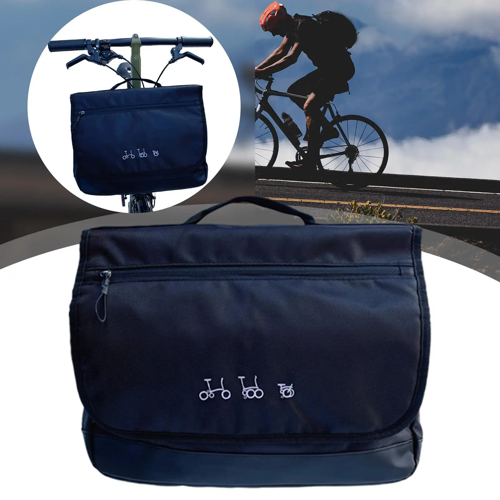 

Folding Bike Front Bag Basket Frame Bag with Rain Cover for Cycling