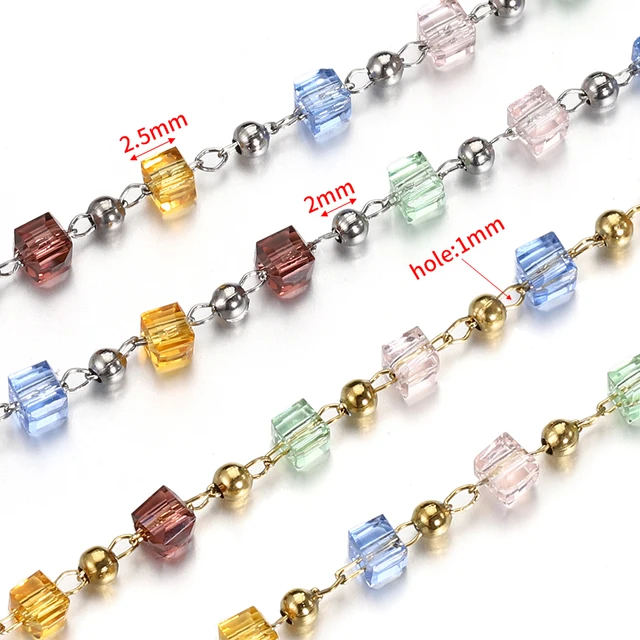 Crystal Beads Stainless Steel Chain Jewelry Finding New Necklace Bracelet  Making