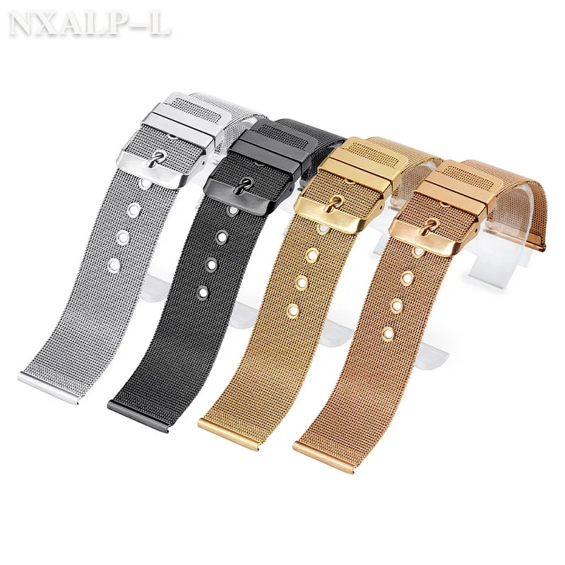 Elegant Mesh Milanese Stainless Steel Watchband - Quick Release in Black & Rose Gold