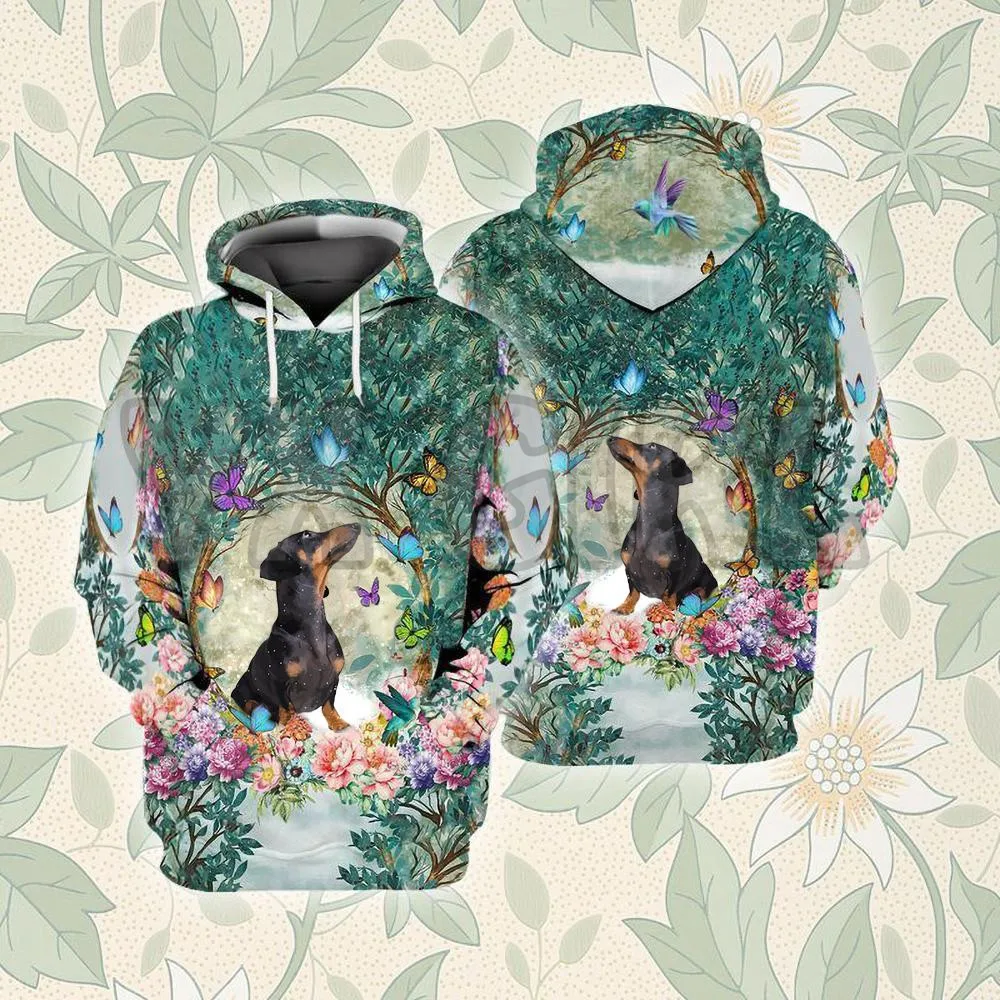 Dachshund Among Forest  3D Printed Hoodies  Unisex Pullovers Funny Dog Hoodie Casual Street Tracksuit
