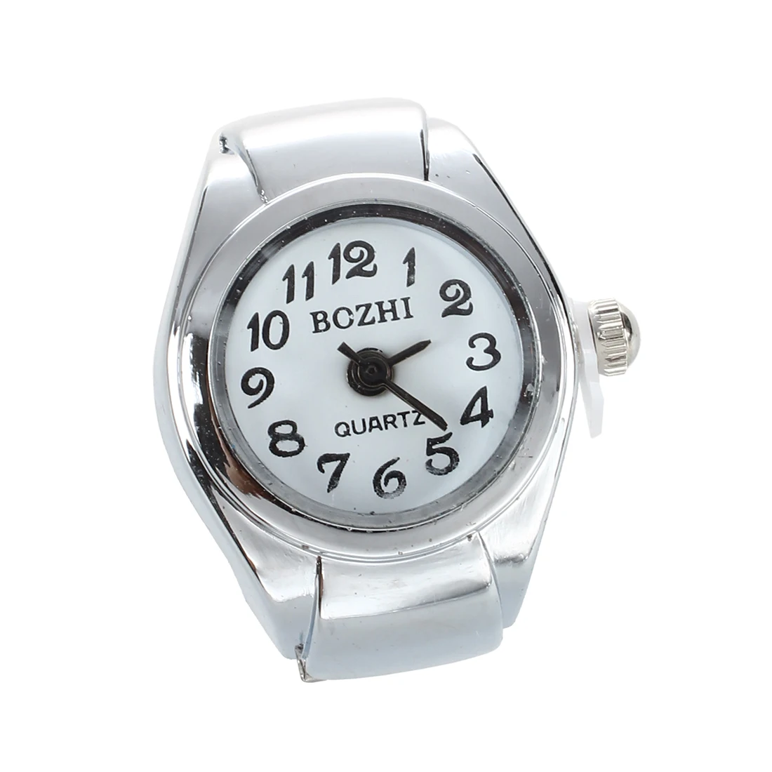 

Unisex Quartz Alloy Round White Dial Arabic Numerals Ring Watch Silver