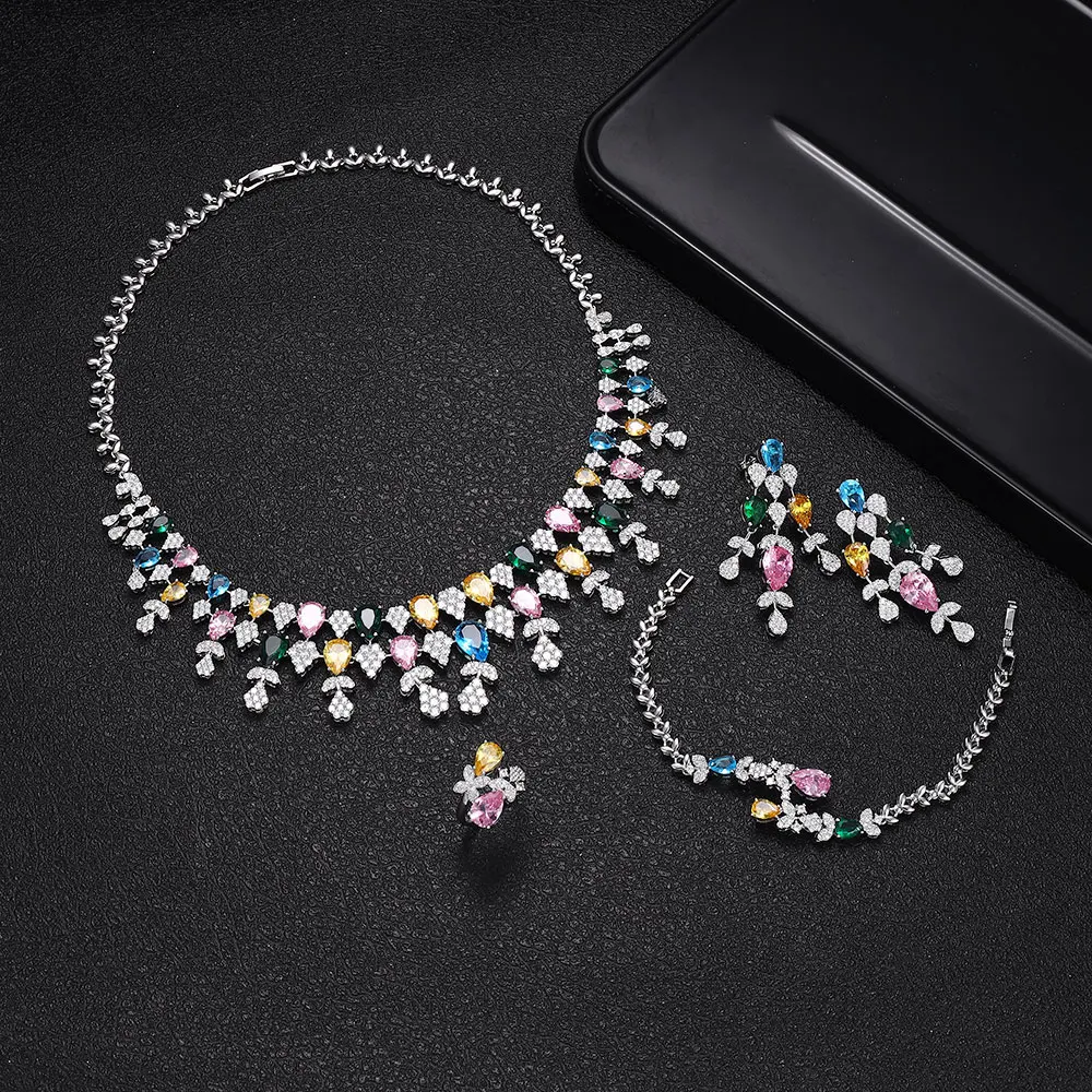2024 New 4-piece Bride Zirconia Full Set Women's Party Jewelry Set Dubai Nigeria Crystal Wedding Jewelry Set_voghion.com