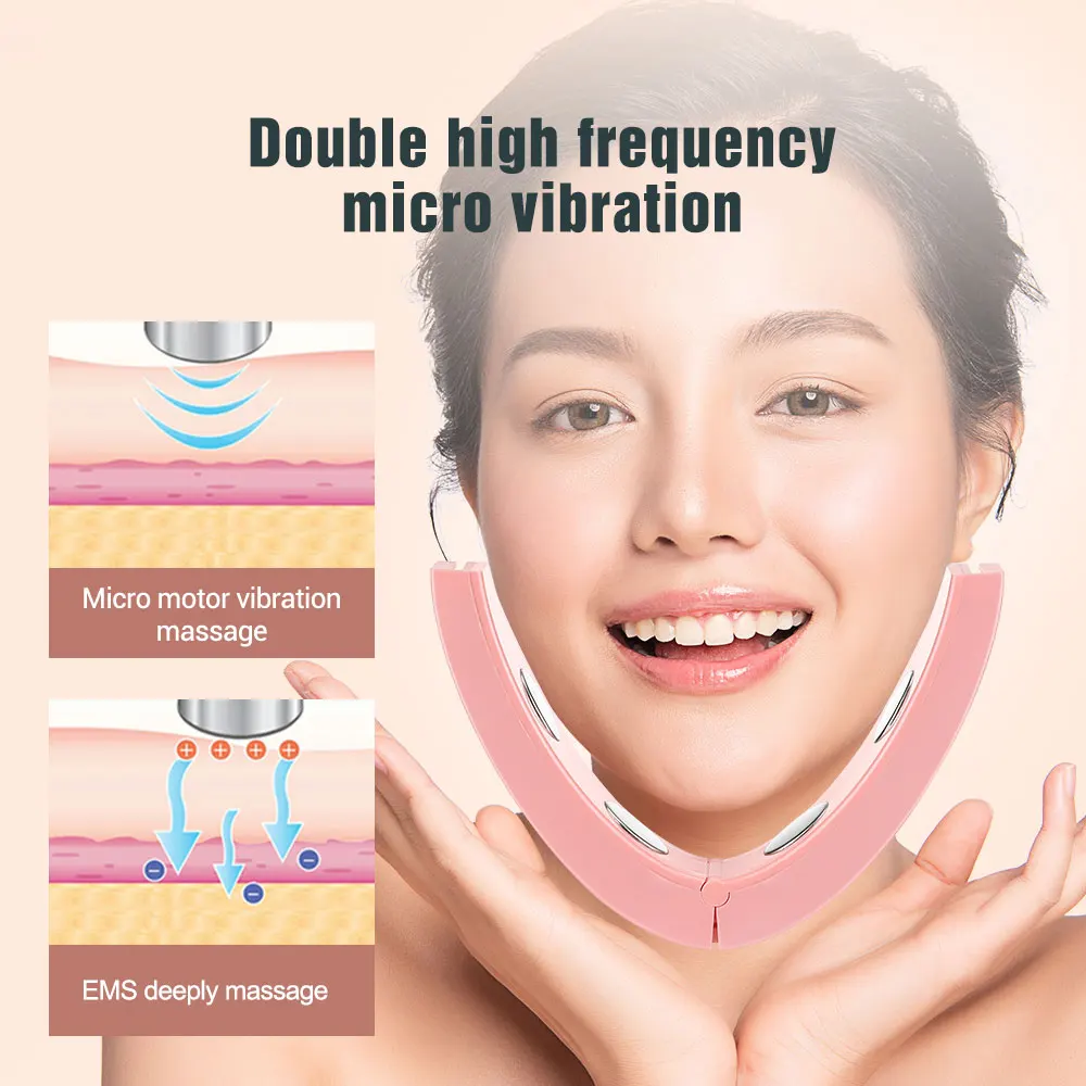 EMS Face Massager Beauty Device Heating Vibration Lifting Tightening Electric V Face Instrument Double Chin Reducer Hot Compress