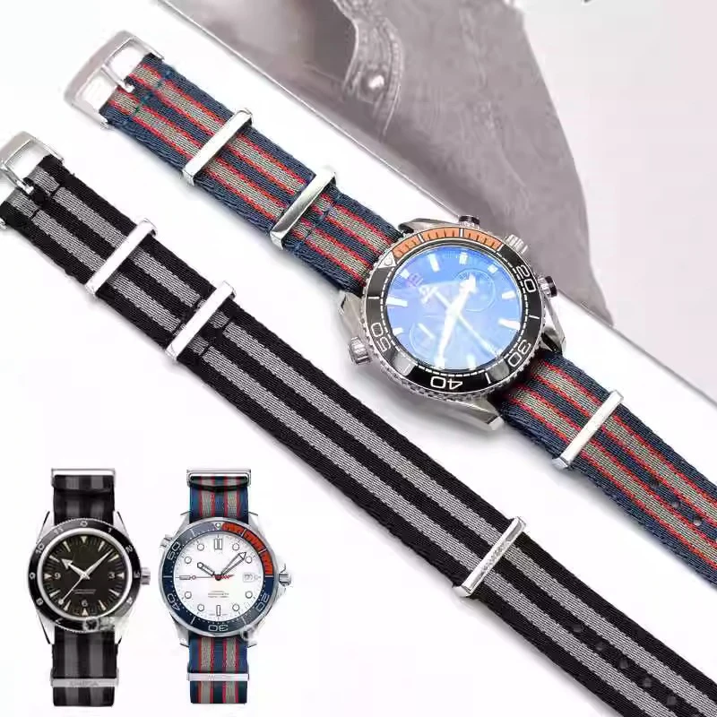 Cinturino In Nylon Di Alta Qualità Nuovo Di Zecca Per Omega Seamaster Diver 300M Speedmaster 007 Commander Cinturino Per Orologio In Tessuto Di Tela M
