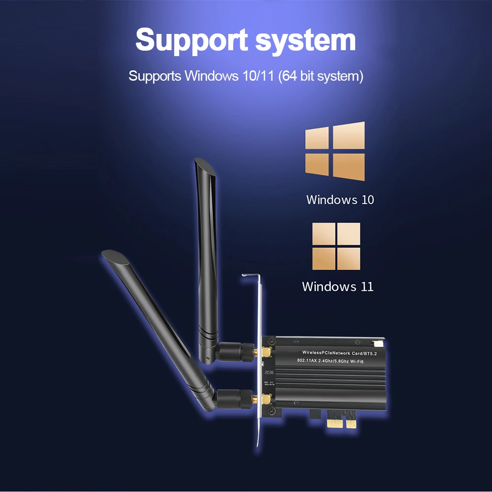 Kebidu WiFi 6E AX5400 PCIe 어댑터 블루투스 5.2 트라이 밴드 2.4G/5G/6GHz 802.11AX 네트워크 무선 수신기 MU-MIMO for Win 10/11