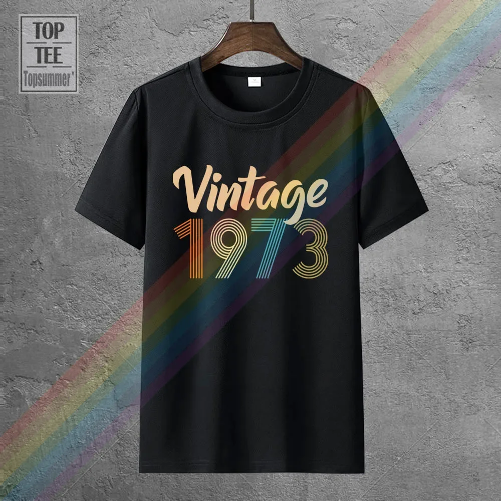 

Vintage 1973 Fun 48Th Birthday Gift Tshirts Retro Brand Tee-Shirt Harajuku Logo White Streetwear T Shirt Funny Fashion T Shirts