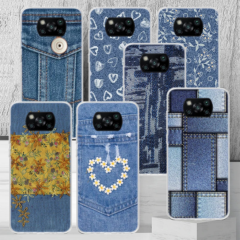 Jeans Cowboy Denim Stampato Custodia Per Telefono Cover Per Xiaomi Poco X3 Nfc X4 Gt X5 Pro M5S M3 M4 M2 F3 F2 F1 Note 10 A3 A2 Lite Soft Co