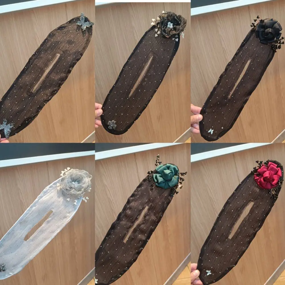 Fashion Lazy Women's Net Yarn Bow Headband Hair Curling Artifact Hairpin Roller Hair Curler Hair Accessories Hair Band Hair