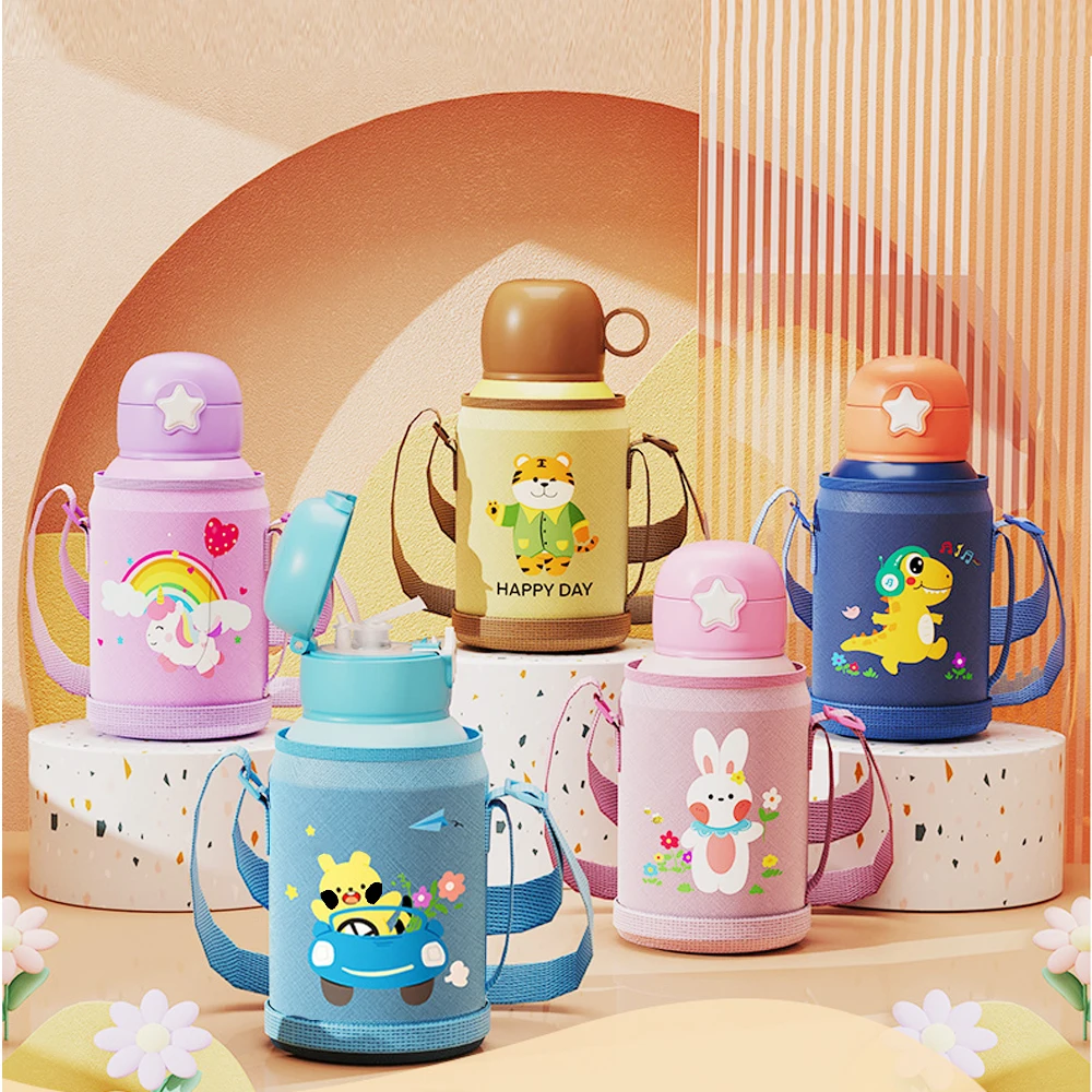 500ml Cute Children Thermal Bottle Unicorn Kids Water Bottle 316 Stainless Steel Thermos Mug With Straw For School Vacuum Flacks