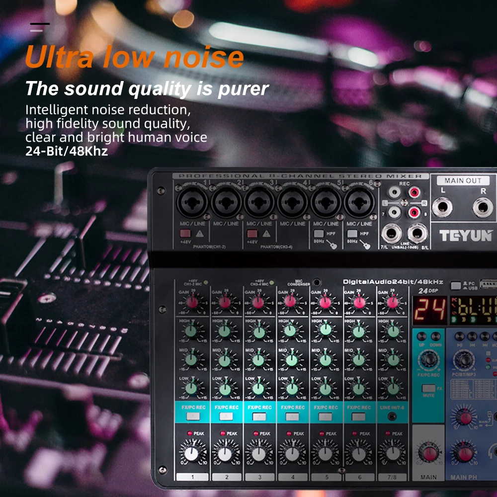 8/6 Channel Profession Portable Mixer Sound Mixing Console Bluetooth-compatible