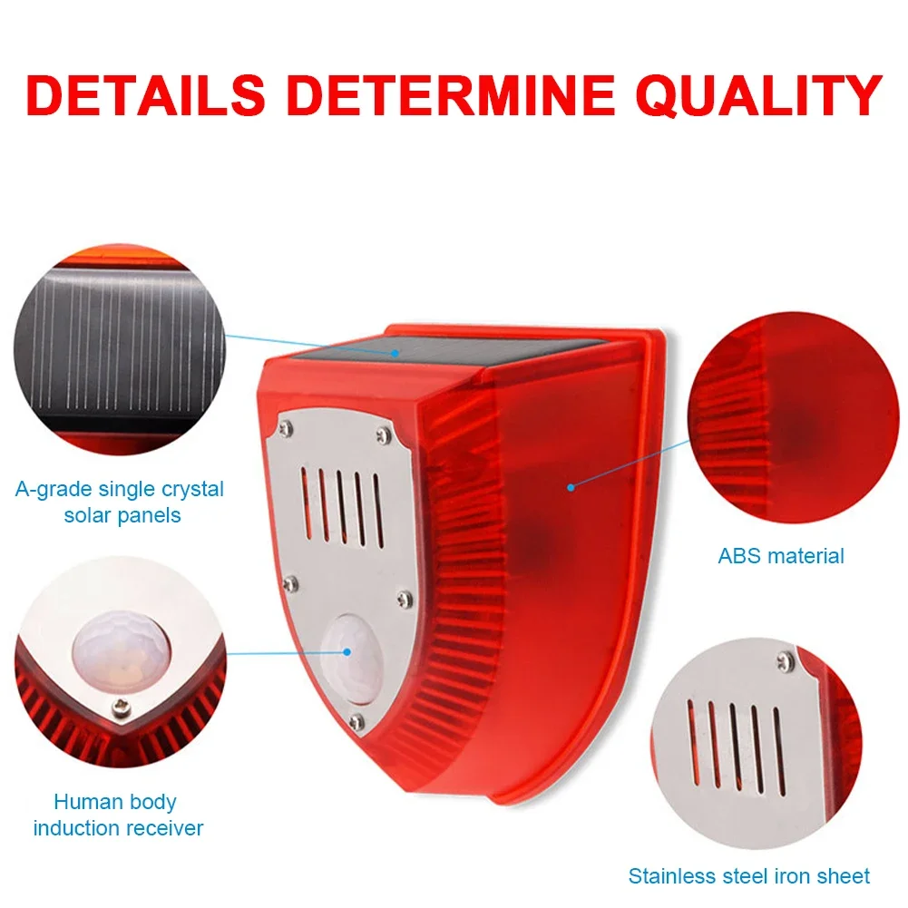 Outdoor Solar Alarm with Motion Sensor Gunshot Sounds & Dog Barking Sound & Strobe Light Security Alarm Siren for Farm Barn Yard