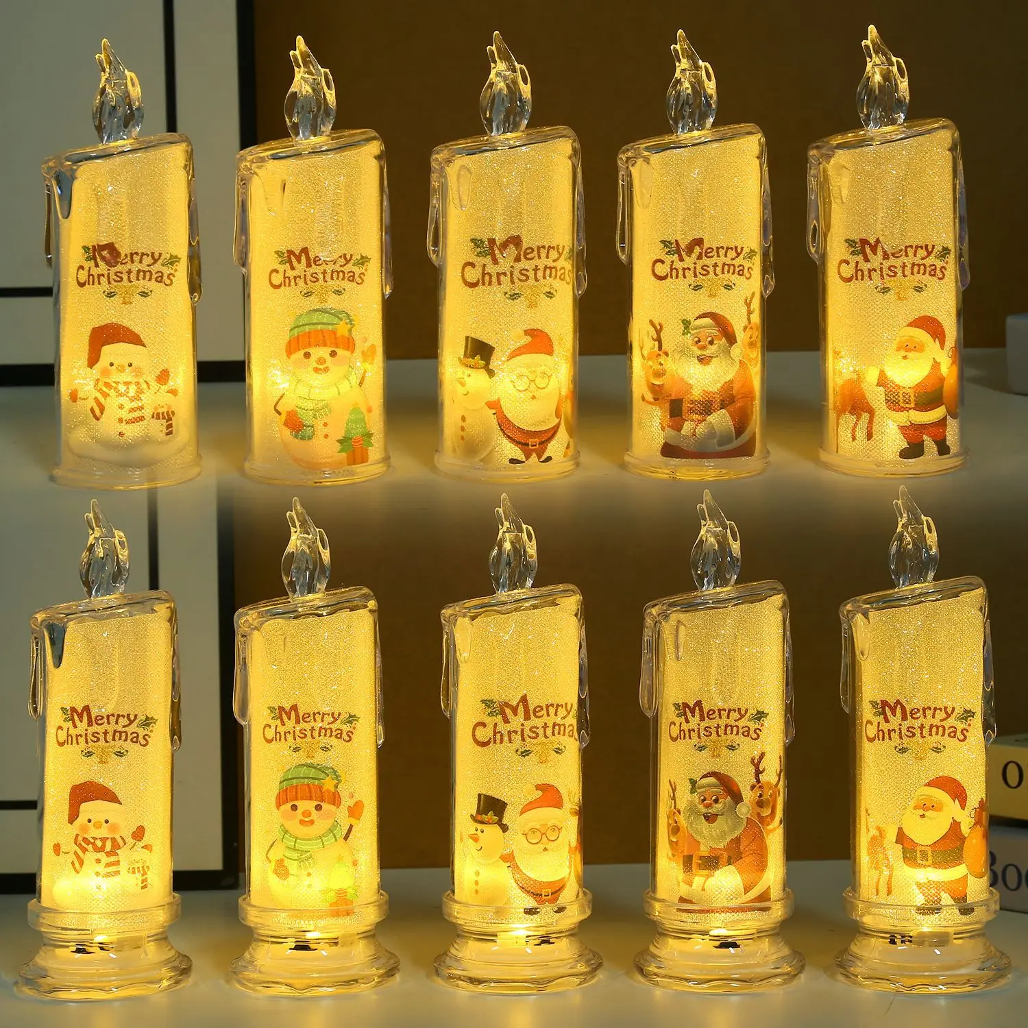 Weihnachts-LED-Kristallkerzenlicht, elektronische flammenlose Nachtlampe, batteriebetriebene Tischdekoration, festliche Weihnachtsdekoration_voghion.com