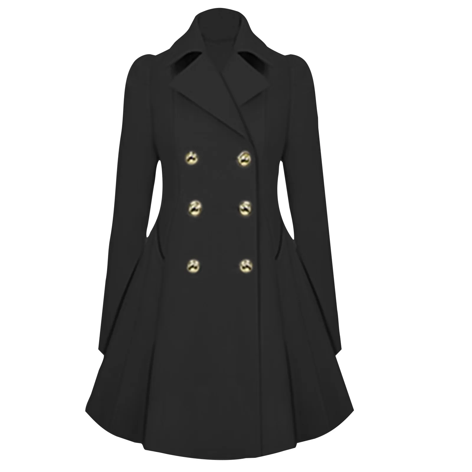 

Women's Trench Coat Notch Lapel Double Breasted Thick A Line Coats Jacket With Pockets long windbreak winter autumn suits