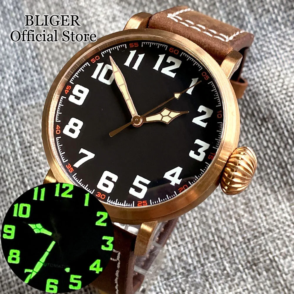 

47mm CUSN8 Solid Bronze Case Diver Men's Automatic Watch NH35 PT5000 100M Waterproof Sapphire Crystal Luminous Hands Black Dial