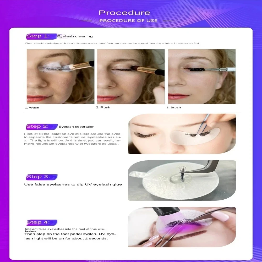 5V USB Focus adjustable UV Ultraviolet Glue Curing Lamp Beauty Nail Beauty Eyelash False Eyelashes Grafting Foot Step Switch