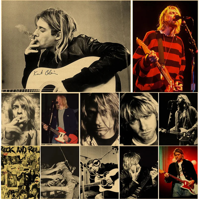 Retro Poster Prints DIY Vintage Home Decor Kurt Cobain Aesthetic Art Wall Painting for Vintage art poster,wall art print,music canvas poster,vintage wall art,music art print,art paper poster