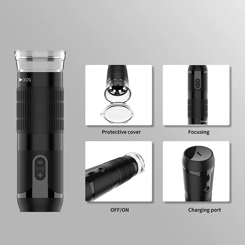 Digital Microscope Handheld Microscope Mini Microscope Pocket Microscope WiFi USB Digital Handheld Microscope 50 to 1000x Wireless Magnification Endoscope Camera with 8 LEDs for iPhone iPad Android